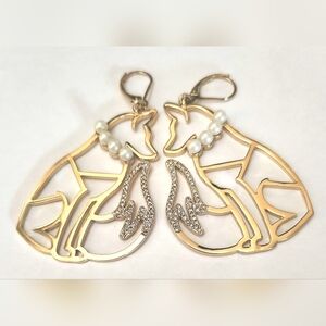 Kate Spade RARE & FABULOUS! GOLD FOX PEARL & CRYSTAL STATEMENT EARRINGS NWOT